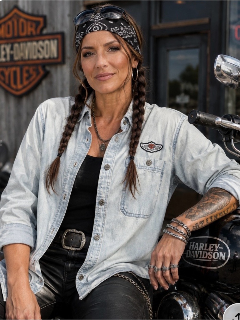 Harley Davidson chambray shirt size small